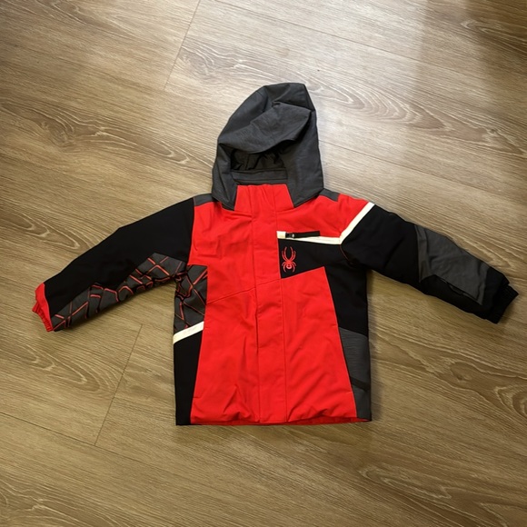 Spyder Boys Ski Challenger Jacket & Ski Bib Pants Red Black Snow Winter Set 3T - Picture 2 of 14